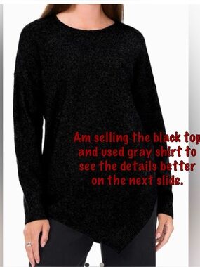 Vince Camuto Womens Black Asymmetric Knit Crewneck Sweater NWT